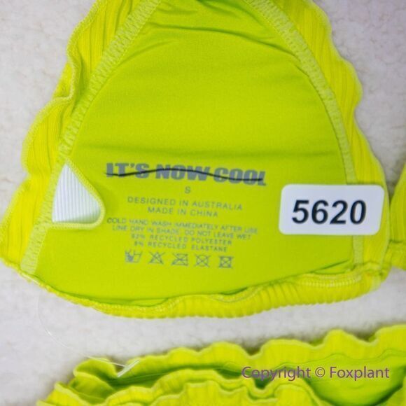 New! Set! It's Now Cool x Free People the frill tri eco neon lime rib‎ bikini, S - Picture 15 of 16